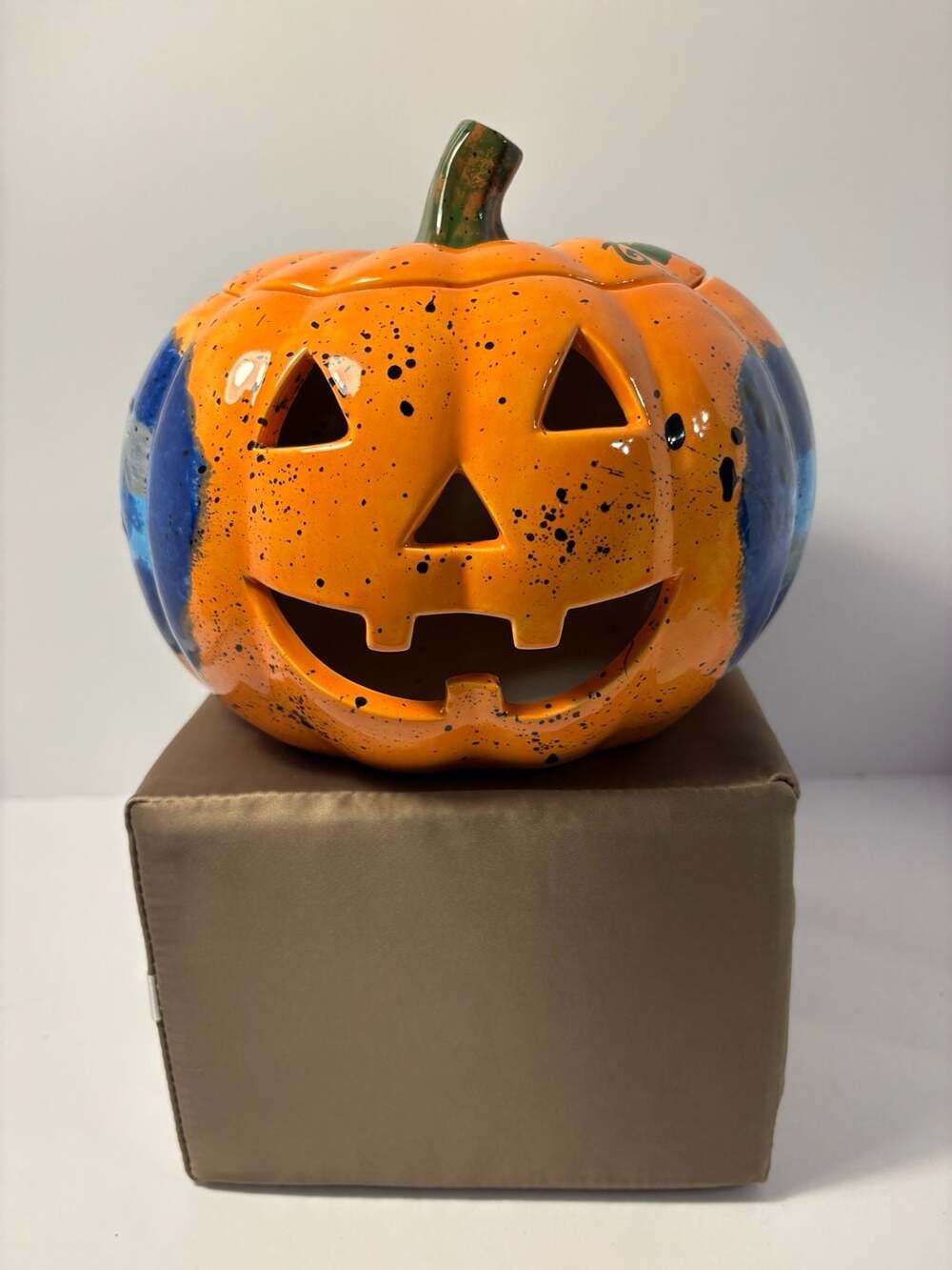 Handmade Ceramic Hand-Painted Jack-O-Lantern Pumpkin Halloween Decor